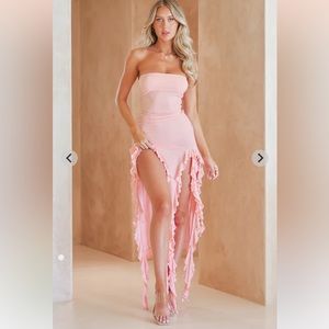 Lioness Rendezvous Blush Strapless Midi Dress
